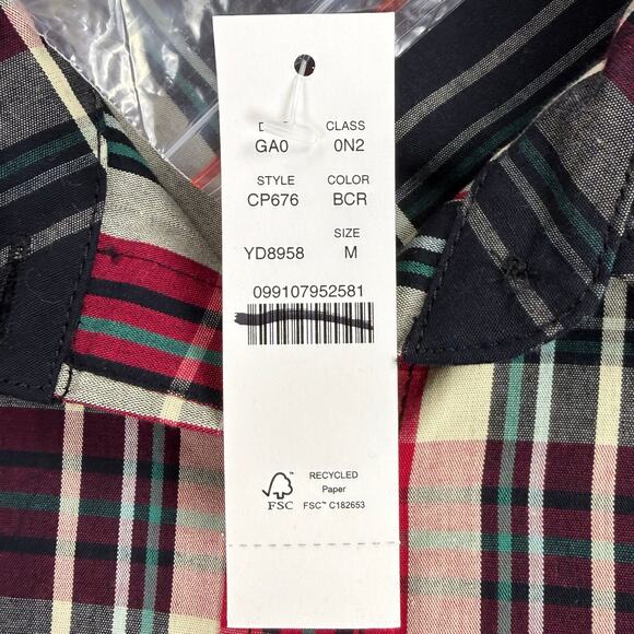 J Crew Cropped Tartan Plaid Button Down Shirt Women's Medium Black Red - Picture 7 of 15